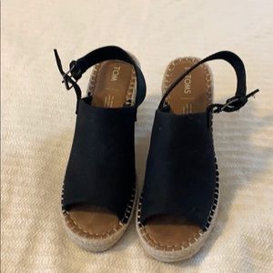 Tom’s Monica wedge heel, size 9, black